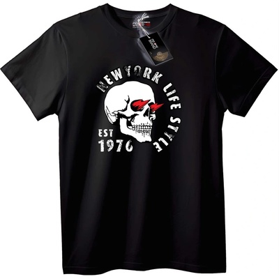 NOONEBRAND Тениска с Ню Йорк Skull - S, Black