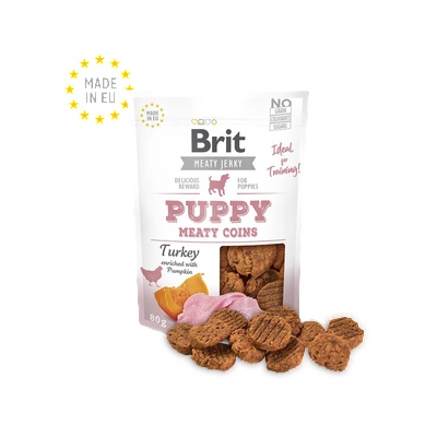 Brit Meat Jerky Snack Turkey Meaty coins for Puppies-с пуешко за подрастващи, 80gr