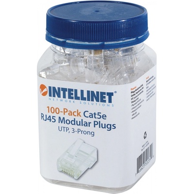 Intellinet konektor RJ45, drát UTP Cat5e, 100ks v nádobě 502399