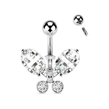 Šperky4U piercing do pupíku motýl WP0057-ST