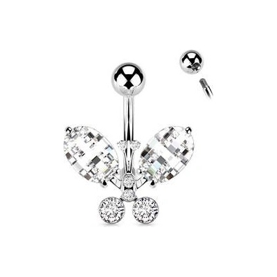 Šperky4U piercing do pupíku motýl WP0057-ST