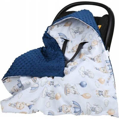 Babymam Deka do autosedačky modrá oboustranná minky s kapucí