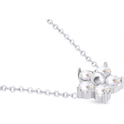 Biju Řetízek z chirurgické oceli s přívěskem, květina s čirými zirkony 3001824-2