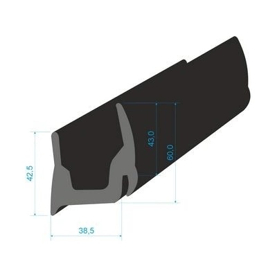 2255/1850 Pryžový profil tvaru "U", 38x60mm, 70°Sh, EPDM, -40°C/+100°C, černý – Hledejceny.cz