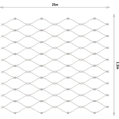 Lanková sieť, 1,2 x 25 m, oko 60 x 104 mm, ø 2 mm, AISI 316