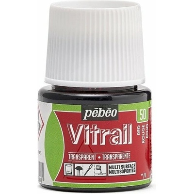 Pébéo Nevypalovací barva na sklo Vitrail 45 ml 50 Red
