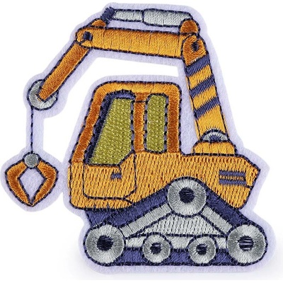 Nažehlovačka traktor, jeřáb, auto, bagr, hasiči Varianta: 6 oranžovožlutá jeřáb, Balení: 10 ks