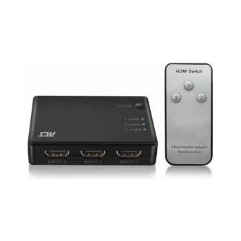 ActiveJet Суич ACT AC7845, 3 портов HDMI, 4K@60Hz, USB, Дистанционно, Черен, EWENT-ACT-SPLIT-AC7845