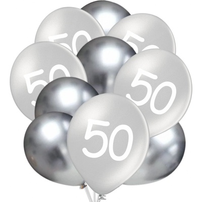 Balonky.cz Balónky 50 narozeniny stříbrné 30 cm mix