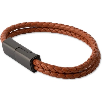 4smarts USB-C Charging Wristband - кабел тип гривна за устройства с USB-C (кафяв) (размер L)