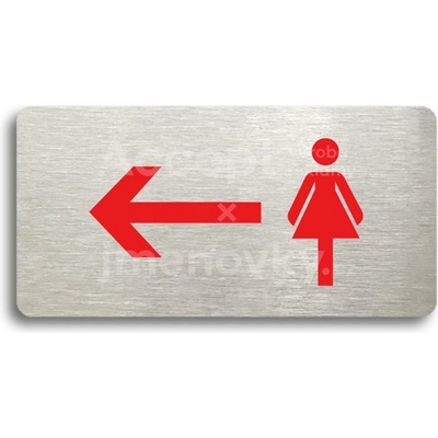 ACCEPT Piktogram WC ŽENY VLEVO - stříbrná tabulka - barevný tisk bez rámečku