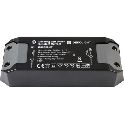 Deko-Light LED-napájení BASIC, DIM, CC, D35020UF/20W konstantní proud 350 mA IP20 stmívatelné 28-57V DC 9,80-20,00 W 862204