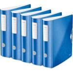 Leitz quality folder 180° Active WOW, pack of 5, A4, wide, rounded spine, 8.2 cm wide, elastic band closure, light polyfoam, plastic folder, WOW series, blue, 11060036 - 938994 (938994)