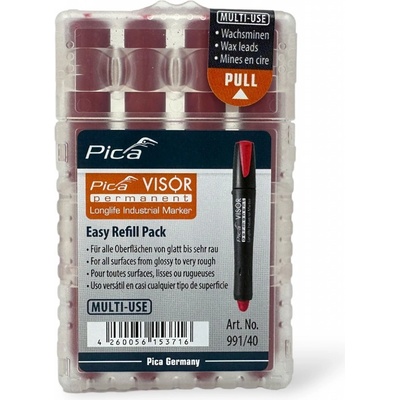 Pica tuhy náhradní pro Pica visor permanent 4ks v balení červené 991/40