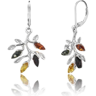 Jan Kos jewellery stříbrné náušnice s jantarem 12125435