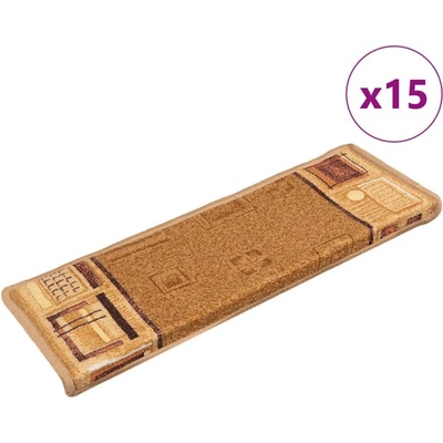 vidaXL Самозалепващи стелки за стъпала, 15 бр, 65x21x4 см, бежови