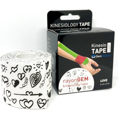 RayonGEM Kinesiology Tejp hedvábně jemný srdce 5 cm x 5 m