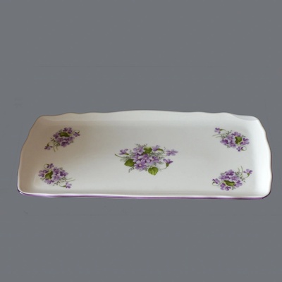 Český porcelán dubi Podnos štvorhranný Fialky 45cm