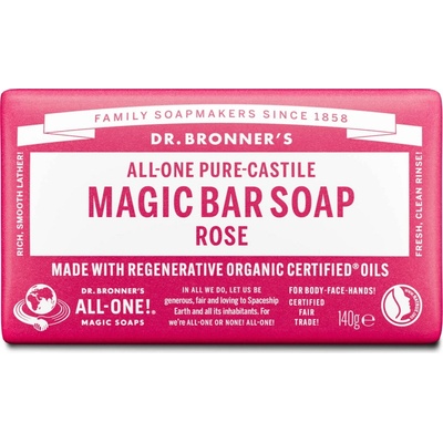 Dr Bronner's tuhé univerzálne bio mydlo All-One Rose 140 g