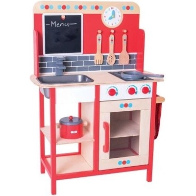 Bigjigs Toys Дървена червена кухня (bj464)