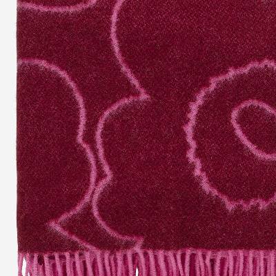Marimekko Žakarová pletená deka Piirto Unikko burgundy & fuchsia 130x170