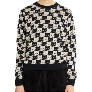DEDICATED Дамски пуловер DEDICATED Women's Sweater Arendal Pepita Cats Jumper - Rainy Day (117-1993-0112)