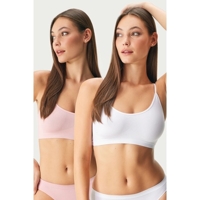 Astratex 2PACK podprsenka Flexi Cleo Bralette bezšvová bielo-ružová