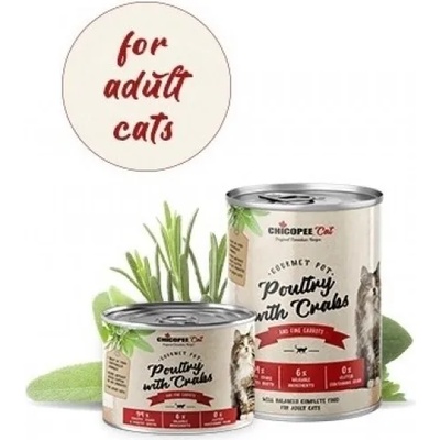 Chicopee Poultry with Crabs консерва за котка с 94% домашни птици, раци и птичи бульон - 400 гр, Германия