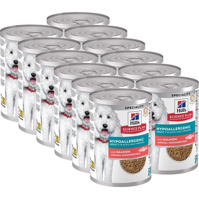 Hill's Science Plan Hypoallergenic консерва за кучета в зряла възраст с сьомга 12 x 363 г