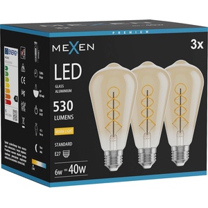 Mexen Vintis 3x LED нажежаема крушка с нажежаема спирала, E27, ST64, 6W, Топло - 2700K, 530 (L162-E27-0627-50x03)