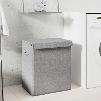 Image 1 of vidaXL Сгъваем кош за пране, сив, 51x34, 5x59 см, изкуствен лен (351040)