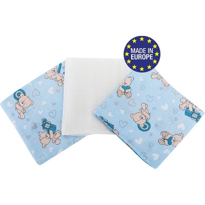 BOMIMI látkové Premium TEDDY-MODRÁ 80 x 70 3 ks