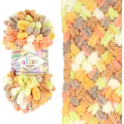 Alize Puffy Color 6528 žlto oranžovo hnedá