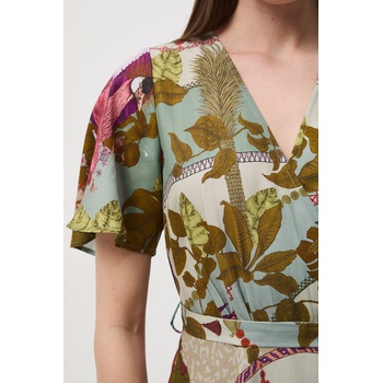 MEDICINE рокля със застъпен дизайн с добавен лен (RS26-SUD650)