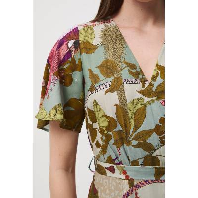 MEDICINE рокля със застъпен дизайн с добавен лен (RS26-SUD650)