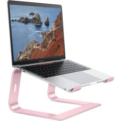 OMOTON Laptop Stand L2 - настолна алуминиева поставка за MacBook и лаптопи (розов)