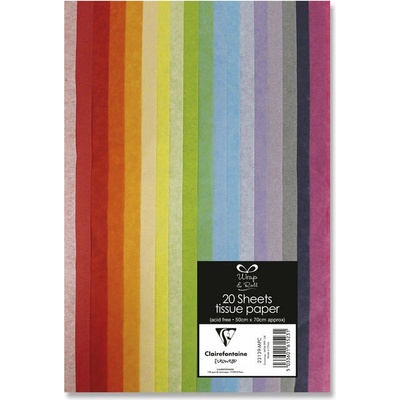 CLAIREFONTAINE barevné hedvábné papíry 50 × 70 cm - sada 20 ks