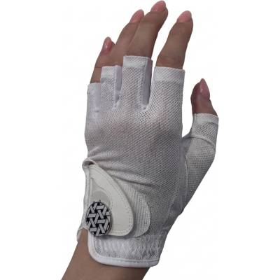 BEST OF GOLF America Womens Golf Glove White Half Finger Levá L