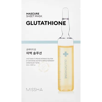 Missha [Missha] Mascure Whitening Solution Sheet Mask - Glutathione, маска за лице с глутатион (8809581456556)