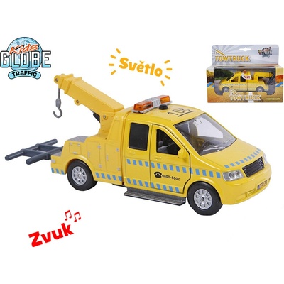Kids Globe Traffic odtahový vůz 16cm kov zpětný chod na baterie se světlem a zvukem v krabičce