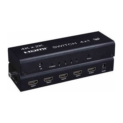 PremiumCord HDMI switch 4:1 s audio výstupy (stereo, toslink, coaxial) khswit41c
