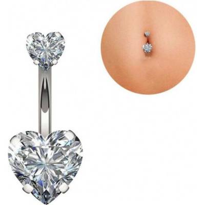 Prosperk piercing do pupíku zirkon srdce S3178