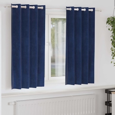 vidaXL Затъмняващи завеси 2 pcs Тъмен син 140 x 175 cm Кадифе (4107194)
