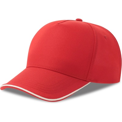 Atlantis Headwear Recy Five Piping 5 panelová sandwich COT33028294199-red/white Červená/bílá