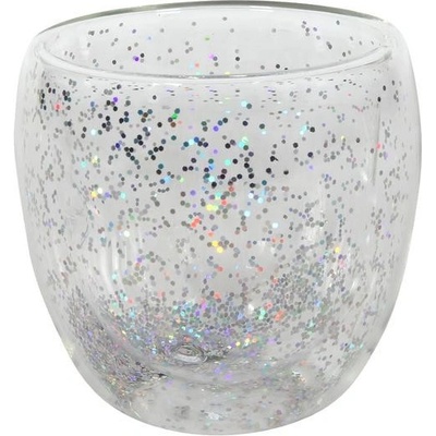 HIT Sklenice s dvojitým sklem stříbrné konfety 250 ml