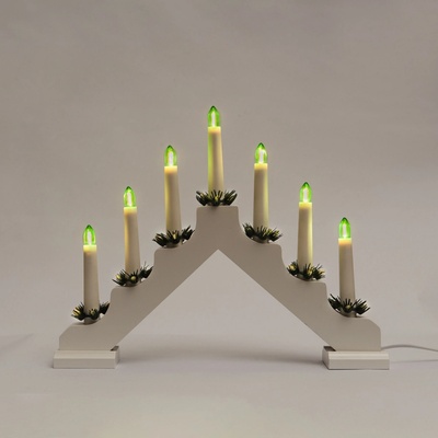 KONSTSMIDE Adventní svícen 2262-210 dřevěný bílý 7x34V 0,2W LED Filament zelený