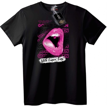 NOONEBRAND Тениска Кралица на Клюките с Устни - 4XL, Black
