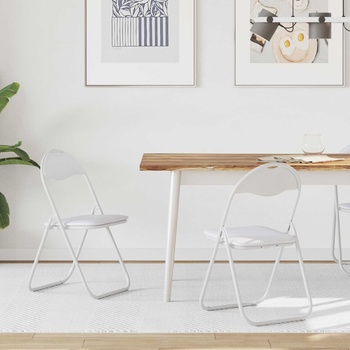 vidaXL Сгъваем стол 2 pcs Бяло и сиво 48 x 43, 5 x 81 см Изкуствена (42029045)