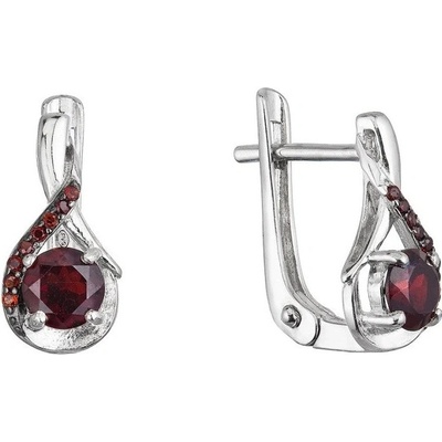 Evolution Group - Pavona Visací stříbrné náušnice s pravými granáty 11495.3