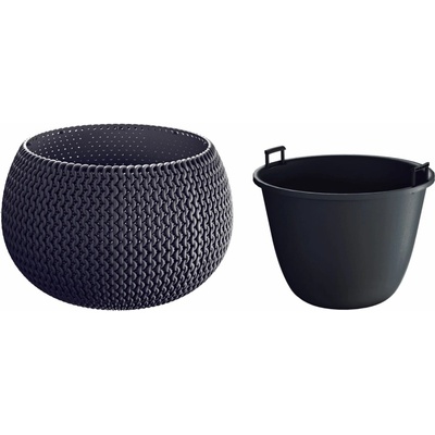 PROSPERPLAST Kvetináč s vkladom SPLOFY BOWL 23,9 cm antracit